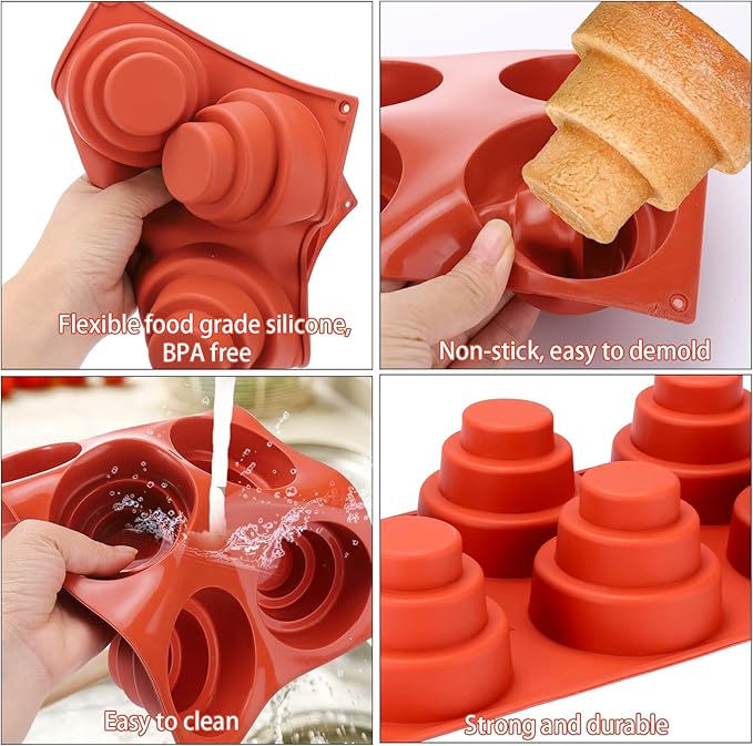 Juome Circle Cake Pop Mold Kit, 6 Cavities Cakesicle Molds Silicone with 100 Sticks & 100 Packaging Bags, Round Cake Pop Maker Supplies Accessories, Baking Tools for Home Baking Desserts