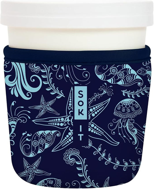 Sok It IceCreamSok Insulated Neoprene Cover (Ocean Oasis, Tapered Ice Cream Pints)