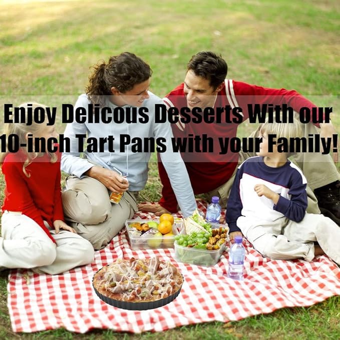 Tart Pans with Removable Bottom 10 Inch Quiche Pan, Heavy Duty Carbon Steel Round Non-stick Fluted Pie Tart Pan for Mousse Cakes, Christmas Dessert Baking (10.2 Inch 1pc)