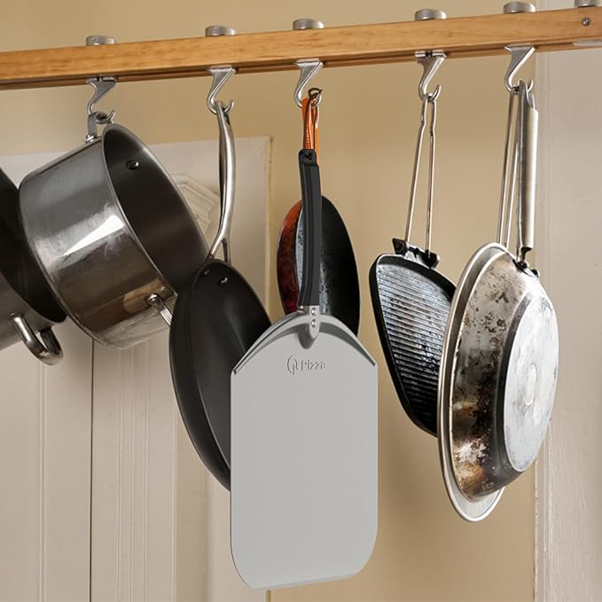 Q Pizza Aluminium Pizza Peel - 12" Metal Pizza Turning Paddle for Grill Oven - Pizza Spatula for Baking Bread Pastry Dough Pie & Cake, Pizza Accessory PT200