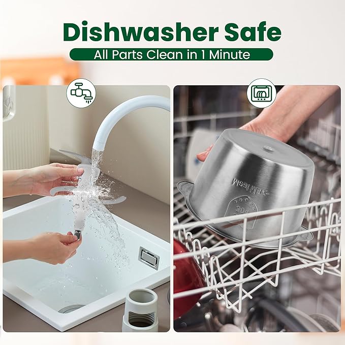 Electric food processor vegetable chopper 500W 2x8cup bowls 2 bi-layer 4 blades Small Food chopper Electric Meat grinder for home use,Mincing, and Puree for kitchen aid, baby foot, pet food by BUMET