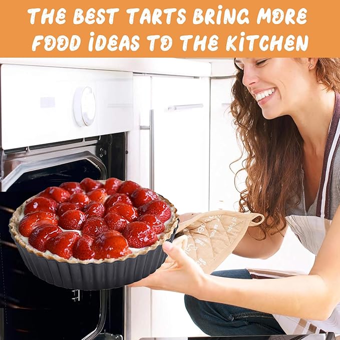 Deep Tart Pan, 9.5 x 2.2 Inches Non-Stick Tall Tart Pan Bottom Can Be Removed. Suitable for Making Various Pies, Tarts and Quiche. Easy to Clean is the Choice for Home Baking