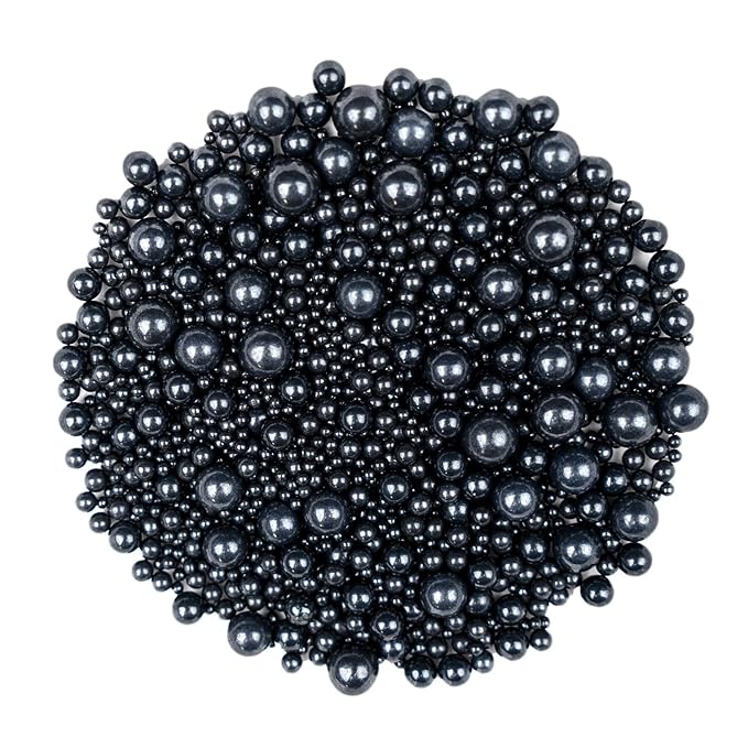 Dazzjoy Edible Black Sugar Sprinkles, Pearl Candy Sprinkles for Cake Decorating, Food Grade, Cupcake Toppers and Black Cake Decorations, Wedding Party Valentines Easter Supplies(130g/4.58oz)