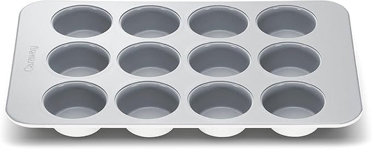 Caraway Non-Stick Ceramic 12-Cup Muffin Pan - Naturally Slick Ceramic Coating - Non-Toxic, PTFE & PFOA Free - Perfect for Cupcakes, Muffins, and More - White