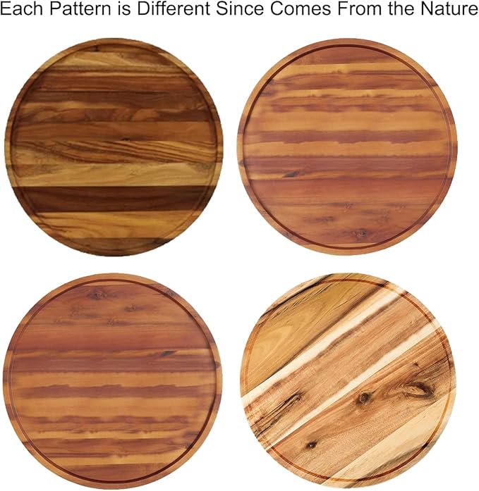 12" Two-Tier Acacia Wood Lazy Susan Organizer Kitchen Turntable for Cabinet Pantry Table Organization