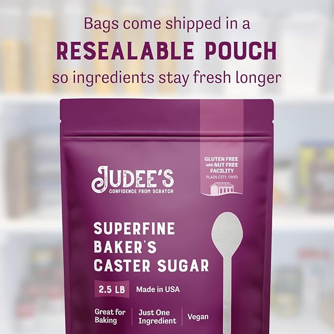 Judee's Gluten Free Superfine Caster Sugar - 2.5 lbs Delicious & Gluten-Free for Homemade Treats, Baked Goods, and Toppings - Airy & Smooth for Baking