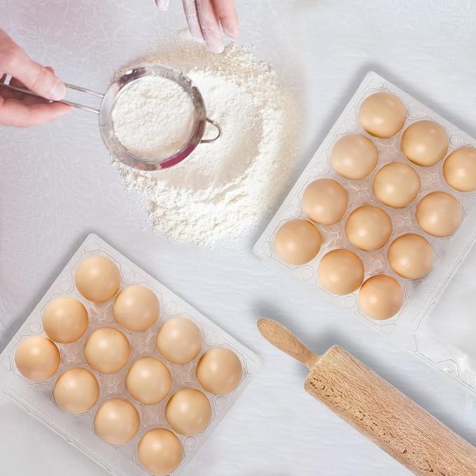 Youeon 60 Pcs Plastic Egg Cartons 12 Count, Clear Egg Cartons for Chicken Eggs 3x4 Grid, Reusable Eggs Carton Bulk Perfect for Family, Farm, Markets, Display, Camping -Medium