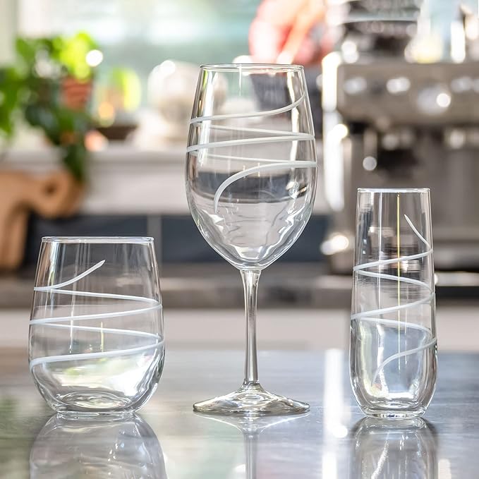 Rolf Glass Twist All Purpose Wine Glass 18 Ounce | Proudly Made in the USA | Large Wine Glasses | Lead-Free Glass | Engraved Large Wine Glasses | (Set of 2)