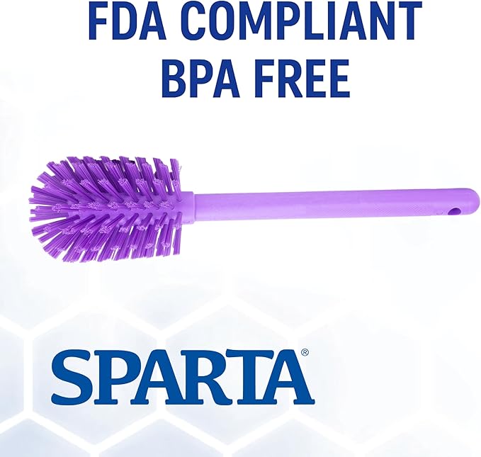 SPARTA Large Water Bottle Brush Ideal for Wide-Mouth Jars, Bottles and Tumblers, Dishwashing Tool with Handle for Home and Commercial Kitchens, Plastic, 12 Inches, Purple, (Pack of 6)