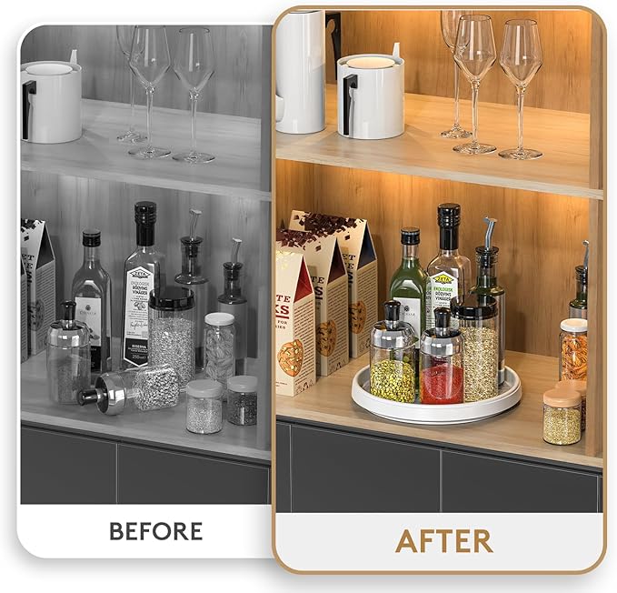 Lazy Susan Turntable Organization for Kitchen Storage, Cabinet Organizer for Pantry,Countertop,Vanity,Table 10 Inch,Rotating Tray Organizing Spice Rack,Fridge,Bathroom,Makeup,Non-Skid
