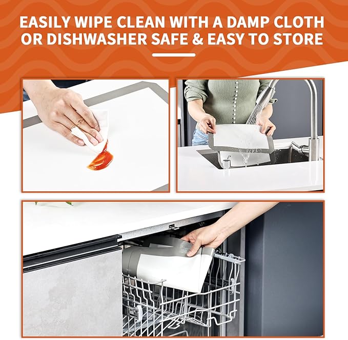 KitchenRaku Silicone Baking Mat, 16.5"x11.6" Non Stick Reusable Silicone Cooking Mat, BPA Free Baking Sheet for Cookies, Macarons Bread & Pastry, Toaster Pad Set of 2