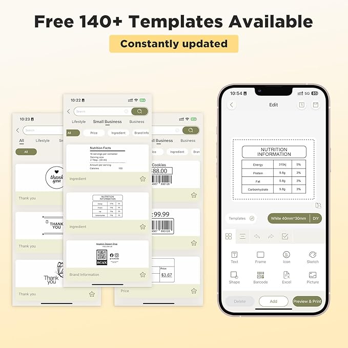 SUPVAN T50M Pro Bluetooth Label Maker Machine with 4 Tapes, Wide Waterproof Label, Versatile App with 40 Fonts and 450+ Icons, Inkless Labeler for Home, Kitchen, School, Office Organization, Black