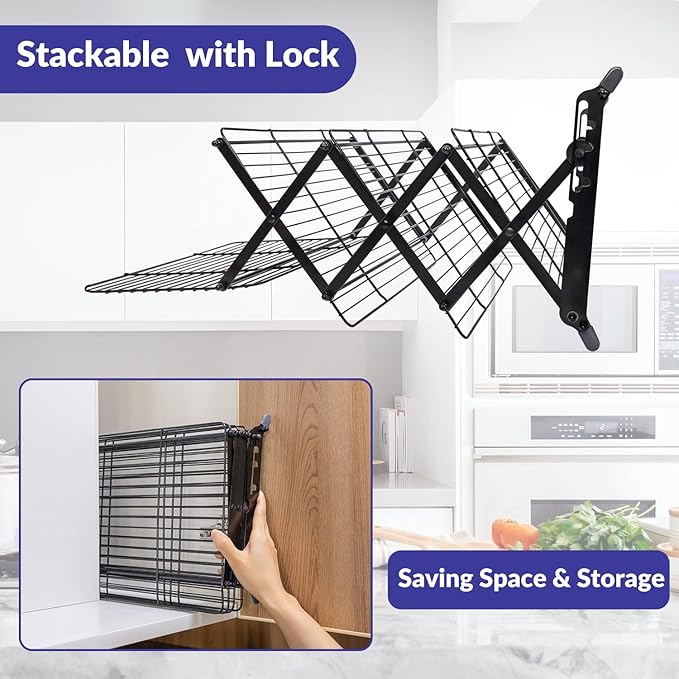 Geesta 2/3/4-Tier Upgraded Collapsible Cooling Rack with Adjustable 3 Setting Design Stackable Roasting Cooking Drying Wire Cooling Rack for Cookies Baking Gifts for Women