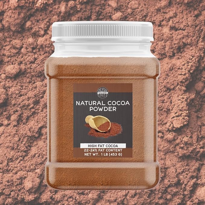 Birch & Meadow Natural High Fat Cocoa Powder, Non-Alkalized, 22/24% Cocoa Butter, Baking (16 Ounce)