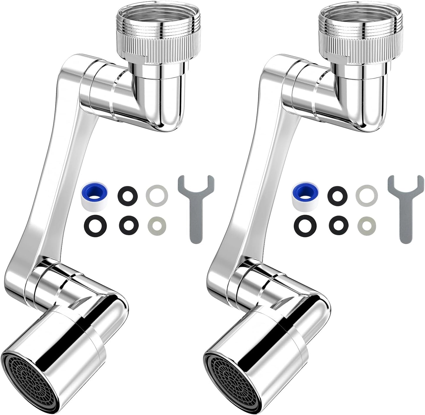 1080° Swivel Faucet Extender, Heavy Duty Rotating Sink Extension, Universal Swivel Multifunctional Robotic Arm, Rotating Splash Filter Extension Faucet Aerator for Kitchen Bathroom-2 Pcs