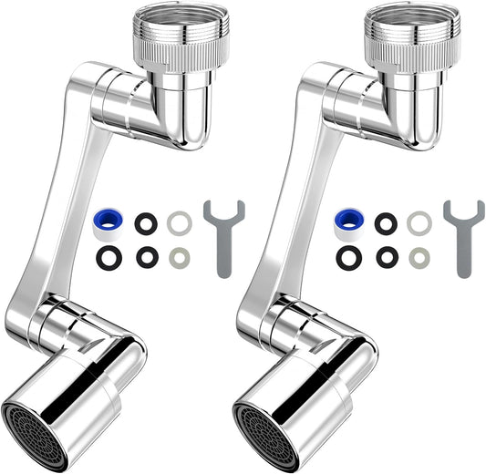 1080° Swivel Faucet Extender, Heavy Duty Rotating Sink Extension, Universal Swivel Multifunctional Robotic Arm, Rotating Splash Filter Extension Faucet Aerator for Kitchen Bathroom-2 Pcs