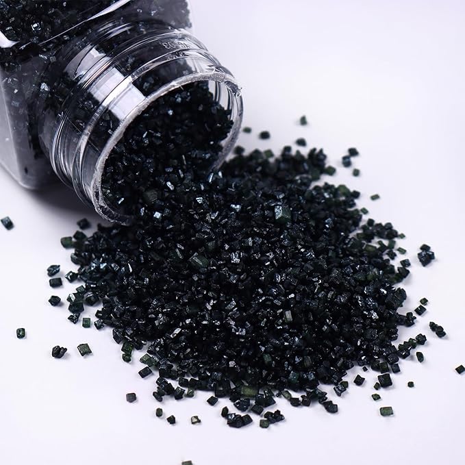 Sanding Sugar Black Edible Sugar Sprinkles Sanding Sugar for Cake Decorating, Sparkling Edible Crystal Candy for Wedding Party Baking Cupcake Cookie Ice Cream Decoration Supplies - 5.3 oz