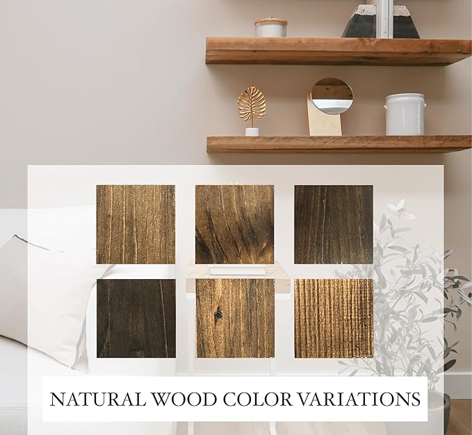 Modern Floating Shelves 3 Inches Thick for Wall, Wide Shelves for Kitchen, Living Room, Bedroom, and Bathroom, Natural Pine Wood, Rustic Wooden Shelf, (Set of 2) (Jacobean, 60Lx3Hx8D)