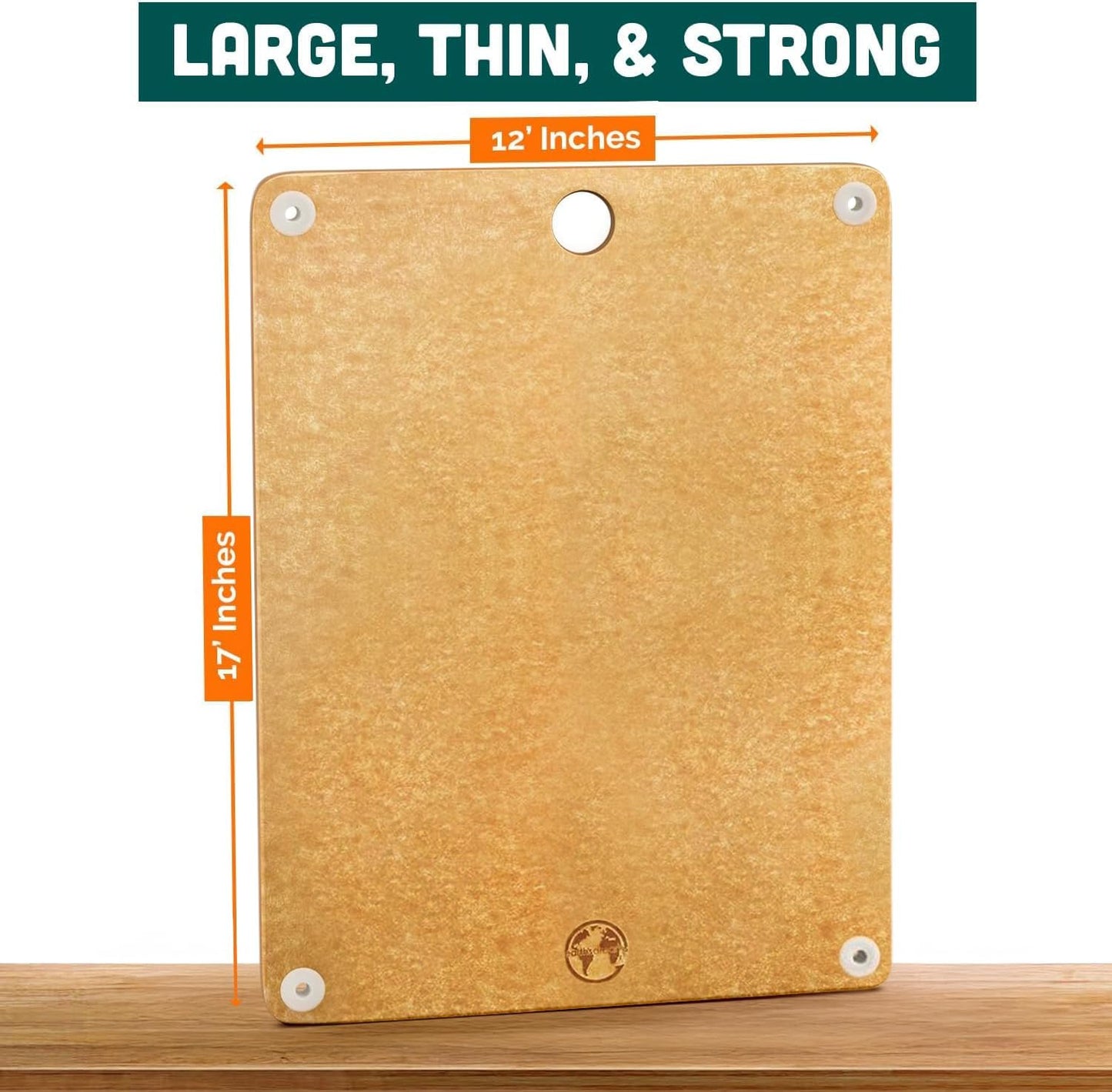 Earth’s Dreams Wood Cutting Board 17x12 Extra Large - Charcuterie Board, Non-Plastic, Non-Toxic, Heavy-Duty, Dishwasher Safe (Tan/Blacks)