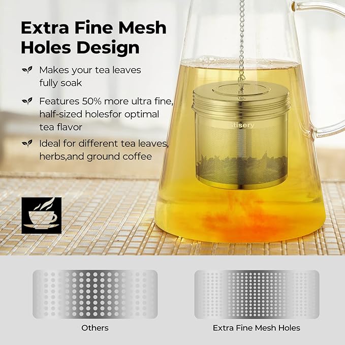 Reinmoson 2 Pack Large Tea Ball Infuser for Loose Leaf Tea & Spice Ball for Cooking Soup, 304 Stainless Steel, Threaded Lid, Chain Hook, Extra Fine Mesh Tea Strainer Ball for Herb, Iced Tea