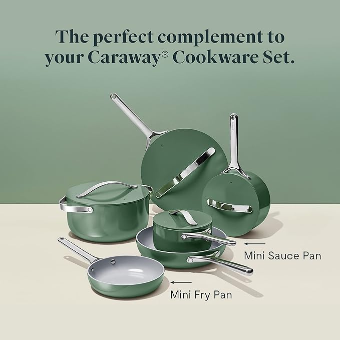 Caraway Nonstick Ceramic Mini Fry Pan (1.05 qt, 8") - Non Toxic, PTFE & PFOA Free - Oven Safe & Compatible with All Stovetops (Gas, Electric & Induction) - Sage