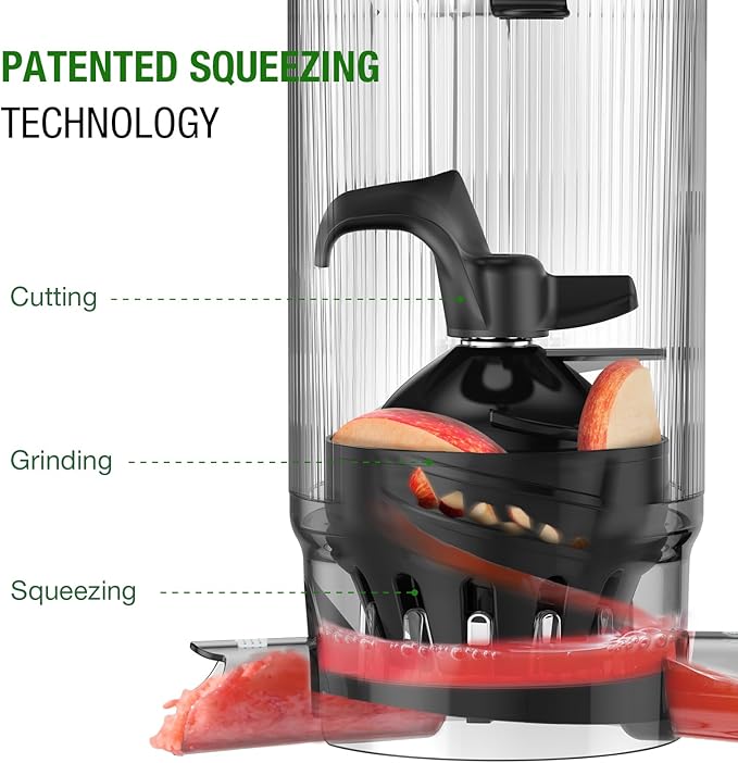 Juicer Machines, TUUMIIST Cold Press Juicer with 5.3" Extra Large Feed Chute Fit Whole Fruits & Vegetables Easy to Clean, High Juice Yield, BPA Free (Black)