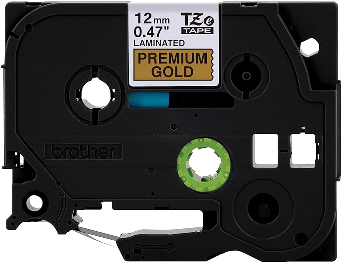 Brother Genuine P-Touch TZe, Black Print on Gold Label Tape (TZePR831), Premium Glitter Laminated,1/2in x 26.2ft (12mm x 8m) for Select P-Touch Label Makers, Powerful Lamination, for Crafting