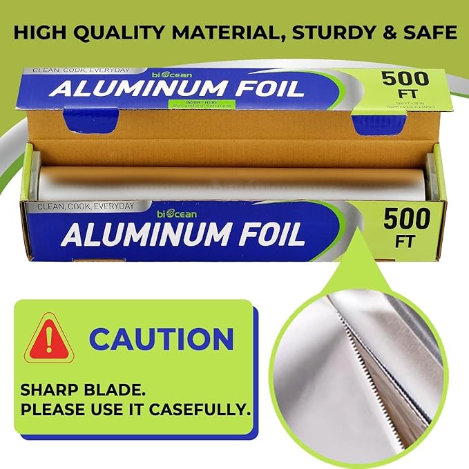 Aluminium Foil 12''x1000 Sq.Ft for Food, Heavy Duty Tin Foil Roll, Non-Stick Disposable Food Wrapping for Restaurant,BBQ,Roasting