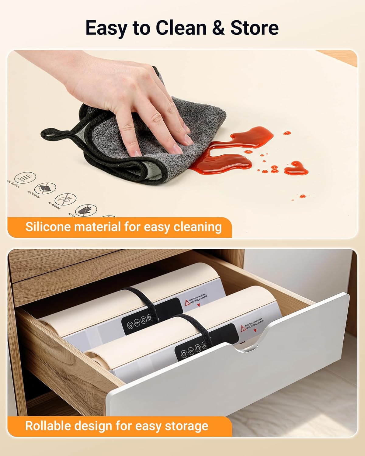 Warming Mat for Food, 2 Pack Food Warming Mat, Electric Warming Tray for Buffets Party with 7 Adjustable Temperature, 6 Timer, Fast Heating Silicone Food Warmer for Parties Home Travel Countertop