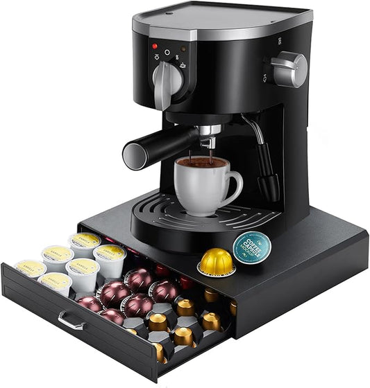 K Cup Holder Drawer 30 Pods Capacity, One Drawer Design for Nespresso/Keurig/Vertuo Pod Holder, Black