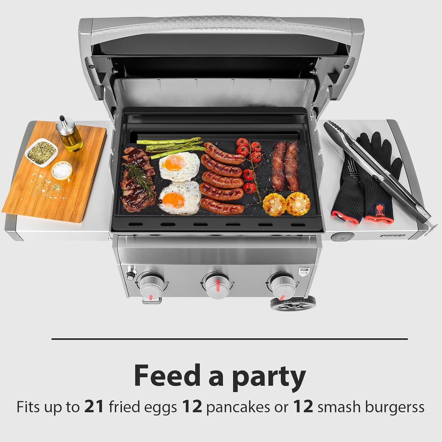 Utheer Ceramic Full-Size Griddle Insert for Weber Searwood 600/600 XL Grills and Large Spirit Series Grill, Spirit I&II 300 Series, for Weber 6787 7638– Nonstick, Easy Clean, Even Heat for Outdoor BBQ