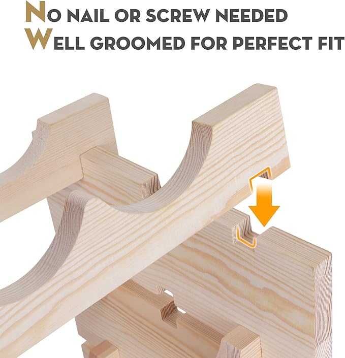 Smartxchoices 96 Bottles Stackable Modular Wine Rack, 8-Tier Wooden Wine Storage Rack Freestanding Wine Holder Display Shelves, Wobble-Free Shelves, Solid Wood