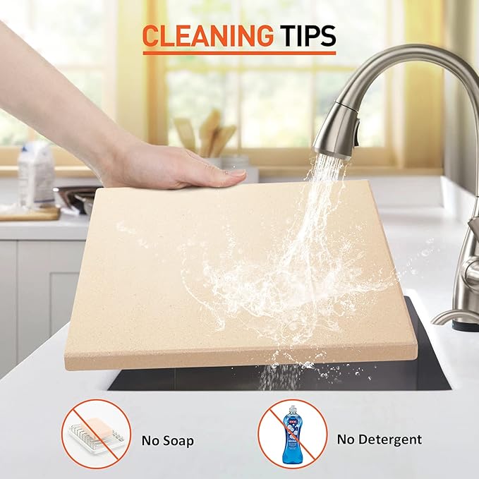 Pizza Stone for Oven and Grill, 12 Inch Square Baking Pan, Heavy Duty Small Cordierite Pizza Grilling Stone, Thermal Shock Resistant, Includes Durable Metal Scraper