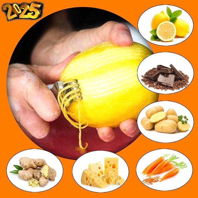 Lemon Zester Tool with Channel Knife Citrus Twist Making Tool Ergonomic Curved Handle Gold-Black