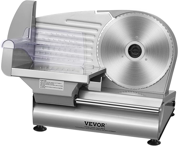 VEVOR Meat Slicer, 180W Electric Deli Food Slicer, 7.5 inch Meat Cutter with a Premium SUS420 Blade, 0-0.6 inch Adjustable Thickness, Food Slicer for Frozen, Hard Bread and Cheese, Home Use
