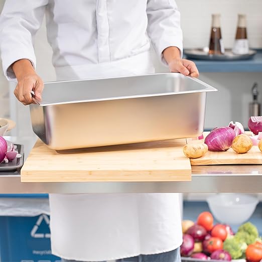 Stainless Steel Pan 6-Pack 6 Inch Deep Full Size Pans Catering Storage Metal Food Pan commercial Steamer pan food Catering Trays for Hotel Steam Table Tray for Food Warmer