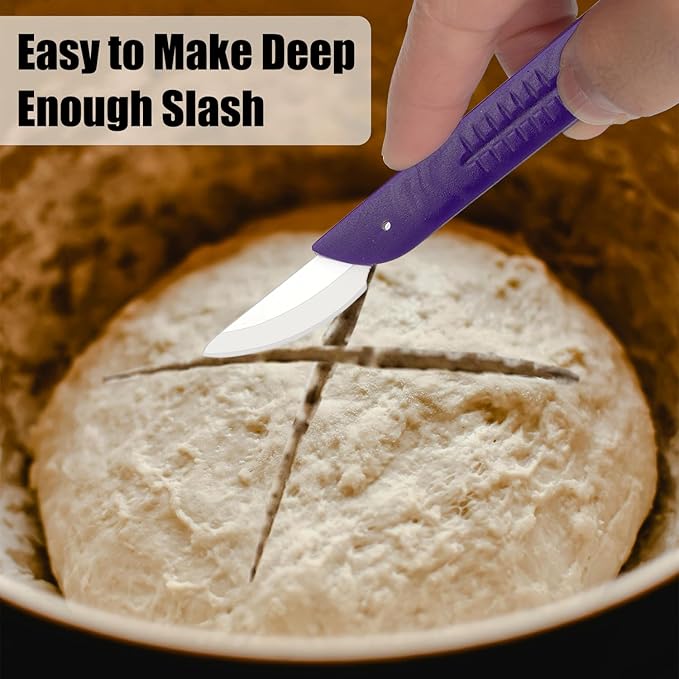 KUNIFU Bread Lame Bread Scoring Tool for Sourdough Scoring, Ceramic Scoring Knife for Bread Baking, Bread Scorer with Protective Cover, for Homemade and Bakery Use