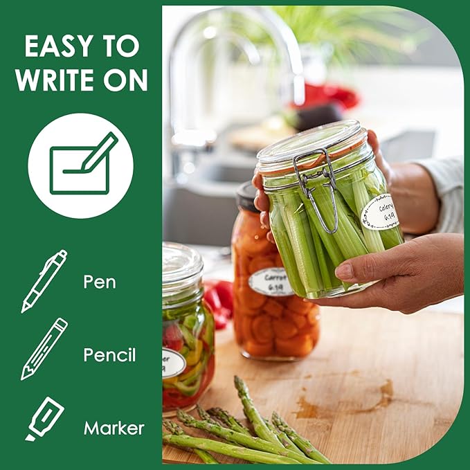 200 Dissolvable Canning Labels for Mason Jars, 1 x 2⅛ inch Food Labels, Tiny Canning Jar Stickers Removable with Water