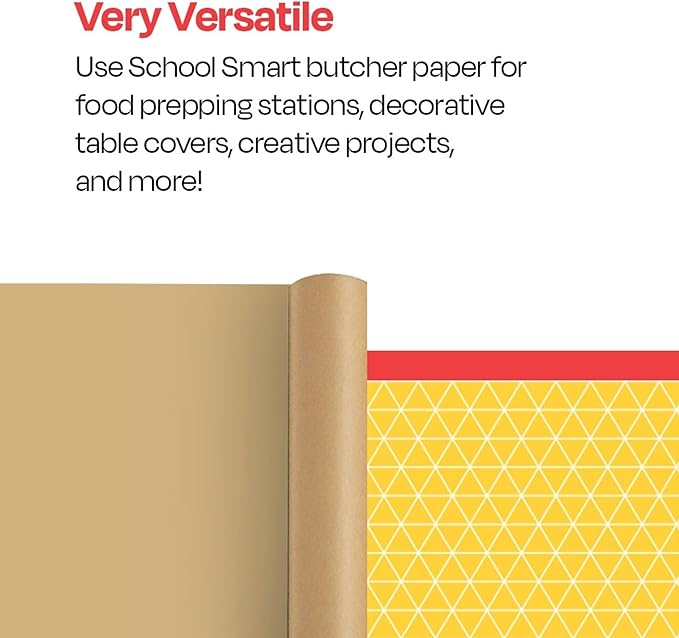 School Smart Butcher Kraft Paper Roll, 50 lbs, 18 Inches x 1000 Feet, Brown