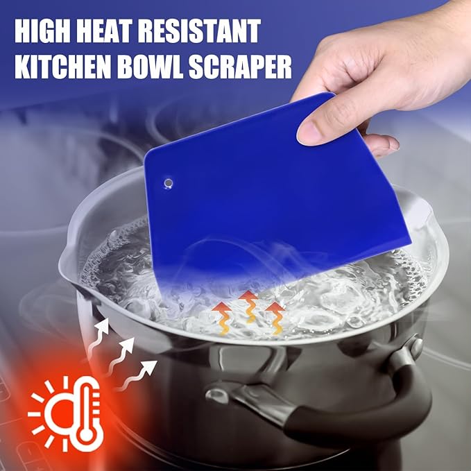 Walfos Dough Scraper Set of 3, Flexible Silicone Bowl Spatula, Kitchen Plastic Bench Dough Scraper Tool for Bread Dough, Sourdough, Cake, Fondant Icing, Blue & Teal/Aqua…