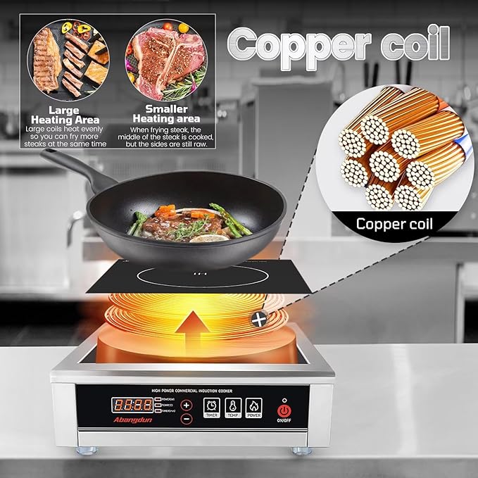 Commercial Induction Cooktop 3500W/240V Induction Burner 18-hour Timer Hot Plate for Kitchen Restaurants Abangdun (Single Burner)