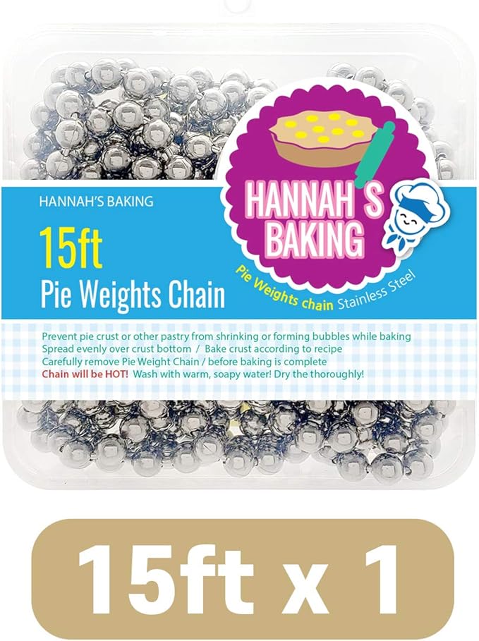 Durable Baking Supplies: Stainless Steel Chain Pie Weights, Reusable and Easy to Clean, Odorless, Safe Pie Weights for Pie Crusts, Oven Safe Baking Beads (15 feet)