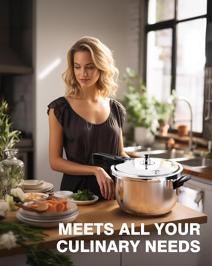 WantJoin Pressure Cooker, 11 Quart Stainless Steel Pressure Canner, Induction Compatible Cookware with Spring Valve Safeguard Devices,Compatible with Gas & Induction Cooker
