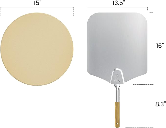 onlyfire Stainless Steel Pizza Ring Kit Pizza Oven Kit for Weber 22-Inch Kettle Grills - Include Pizza Stone and Aluminum Peel