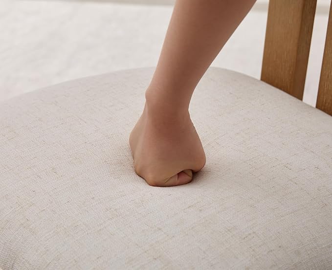 chairus Linen Dining Chairs Set of 2 Modern Farmhouse Kitchen Chairs with Open Low Back Upholstered Wood Side Chairs for Dining Room, Restaurant, Living Room, White