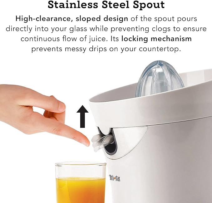 Tribest CitriStar CS-1000 Electric Citrus Juicer with Stainless Steel Strainer and Spout (White)