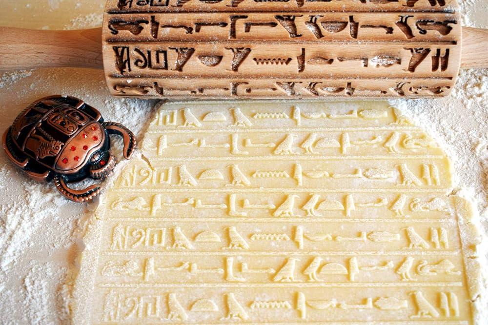 EGYPT HIEROGLYPHS EMBOSSING ROLLING PIN LASER ENGRAVED ROLLING PIN for EMBOSSED COOKIES GIFT for FRIEND