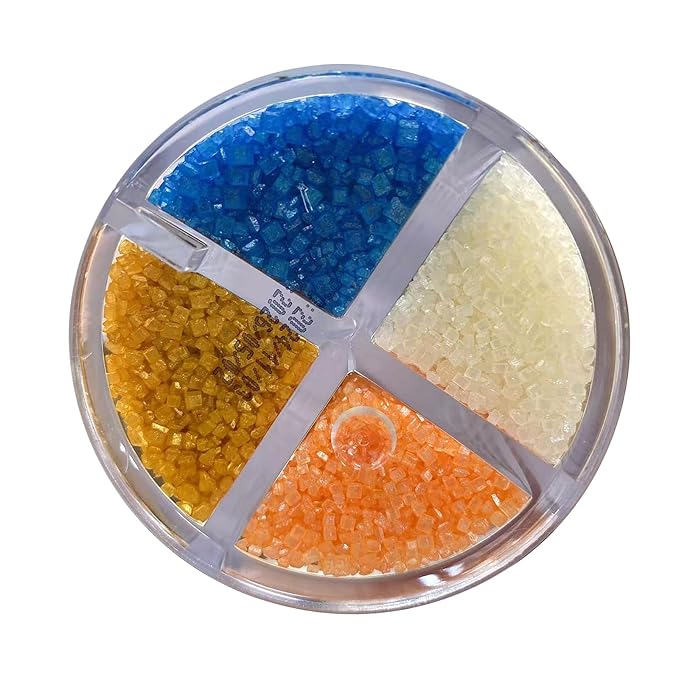 Sentovac 4-Colors Sanding Sugar for Baking Edible Sparkling Sugar Sprinkles Coarse Sugar Crystals for Baking Cake Cookie Cupcake Topper Ice Cream Decoration Supplies（Blue Orange Gold White）