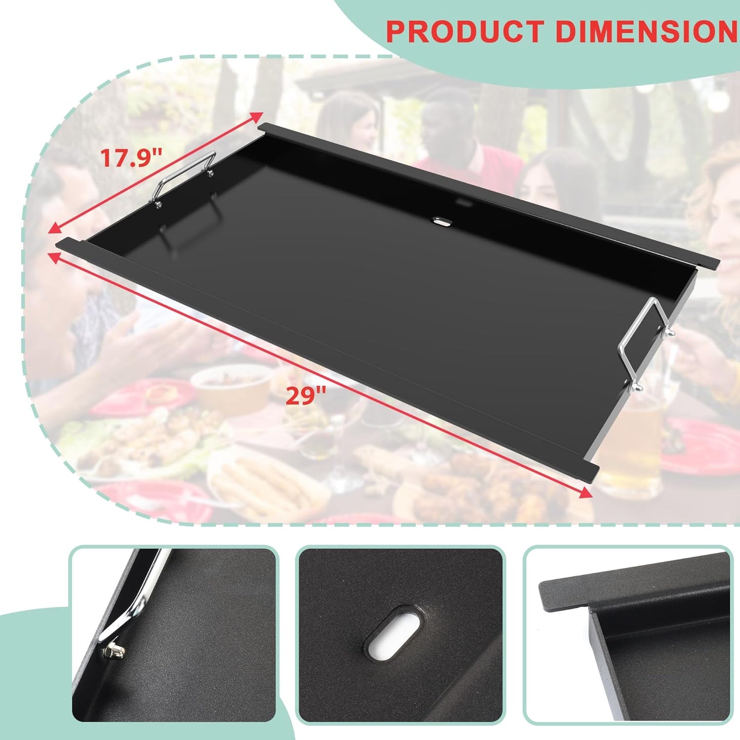 Full Size Griddle Insert for Blaze Grill 4/5 Burner Gas Grill, Non-stick Flat Top Griddle Plate Replacement for BLZ-4LTE BLZ-5 Summerset Sizzler 32" & 40", RCS RJC32A, 29''L x 17.9''W Carbon Steel