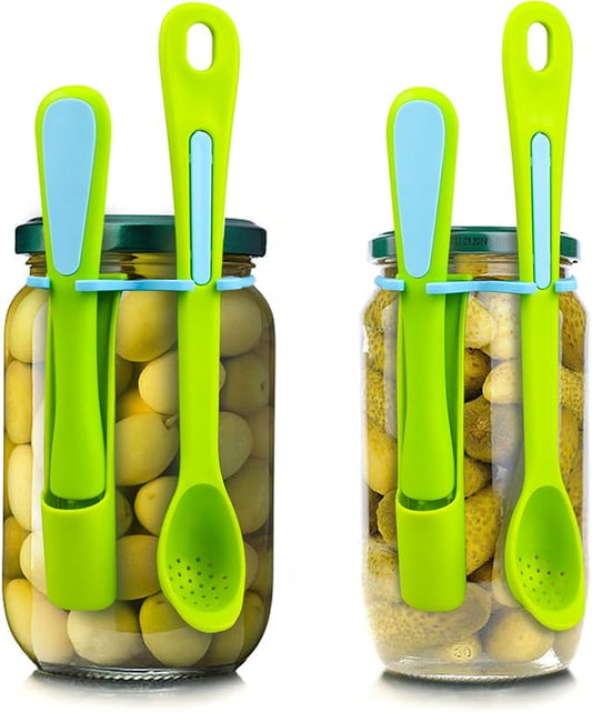 2 Pack Olive Spoon & Pickle Fork Grabber Tool, Picker for Jar, Kitchen Gadget